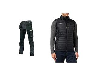 DEWALT Memphis Grey/Black 29 Leg 30W Bundle Men's Force Slim Fit Gilet, Black, Medium