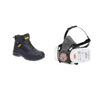 Dewalt Men's Douglas Waterproof Steel Toe Safety Boot Black UK9 (EU43) & JSP Force8 Half-Mask with PressToCheckP3 Dust Filters,Size medium,Conforms and Complies with safety