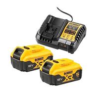 DeWalt - Pack of 2 XR 18V 5Ah Li-Ion Batteries + Charger - DCB1104P2-QW