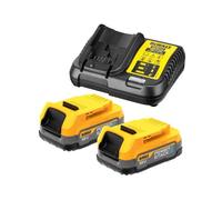 Dewalt DCB1102E2-GB 2 x 1.7Ah 18V Powerstack Li-Ion Batteries and Compact Charger Kit