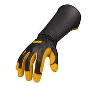 Dewalt Premium Leather Welding Gloves, Fire/Heat Resistant, Gauntlet-Style Cuff, Elastic Wrist, Medium