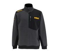 DEWALT Redland Men’s Work Sweatshirt, Quarter Zip Pullover with Chest Pocket, Cotton Blend Jumper, Regular Fit with Ribbed Cuffs & Hem, Colour Block Workwear, Grey/Black, XX Large