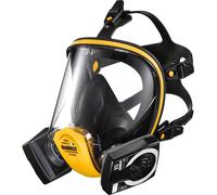 DEWALT reusable full face mask respirator (L) with P3 filters provides protection in workplaces from fine dust lead silica & MDF particles also EN166 to protect from debris