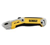 DeWALT Retractable Utility Knife cast alloy metal case ergonomically designed handle includes a waterproofed compartment for five additional blades. There is also a lanyard hole, Supplied with 1 blade