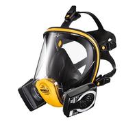 DEWALT reusable full face mask respirator (L) with P3 filters provides protection in workplaces from fine dust lead silica & MDF particles also EN166 to protect from debris