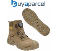 DEWALT Lander Men's Waterproof, Nubuck Leather, Wide Fitting, BOA Fastener, Non-Metallic Safety Toe Work Boot, Stone, UK6