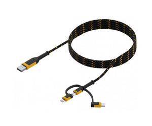 Dewalt Telecoms Reinforced Braided 3-In-1 Combo Cable 1.8M (6Ft) Multi Colour (One Size)
