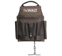 DEWALT Tool Pouch, for Electricians, Leather, 8 Pockets, Hammer Loops and Tape Chain, Brown(DWST550114)