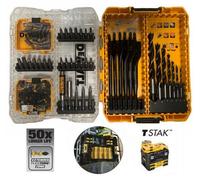 Dewalt Toughcase Extreme Torsion 82 Pc Screwdriver Flat Spade Brad Point Bit Set