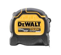 DeWALT TOUGHSERIES™ Tape Measure 10m/33ft (Width 32mm) Rip-Shield ; blade coating that provides increased durability ultra-tough housing keeps the tape safe and secure EC Class II