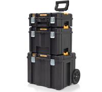 Dewalt Tstak 2.0 3 Pc Tower Tool Storage Boxes Shallow Deep Box Wheeled Trolley