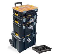Dewalt Tstak 2.0 4Pc Tower Storage Boxes Shallow + Deep Box + Organiser Trolley