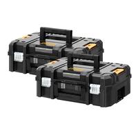 DeWalt TSTAK II Flat Top Suitcase Tool Storage Boxes Twin Pack