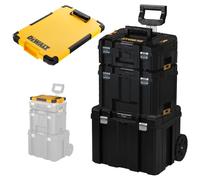 Dewalt TStak Tower Rolling Mobile Tool Storage Cases 4 Piece Set Inc Clipboard