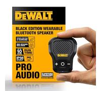 DEWALT Wearable Bluetooth Speaker [Onyx Edition - Black] Clip-On Wireless Jobsite Pro Water-Resistant Portable Speaker (Non- Magnetic), Mic for Hands-Free Music/Calls, Mini Speakers Bluetooth Wireless