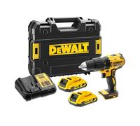 DEWALT XR 18V Brushless Combi Drill Driver, Compact Cordless Hammer Drill with 2 x 2Ah Li-Ion Batteries, Charger, Kitbox, High Torque, LED Light, Versatile Performance - DCD778D2T-QW - Style - Color