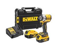 DeWalt XR Brushless Impact Wrench 18V 1/2" 406Nm with Retaining Ring with 2 Li-Ion 5Ah Batteries and TSTAK Case, Multicolor