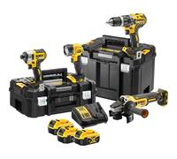 Dewalt Xr Cordless 4Pc 18V Brushless Combi Drill Impact Driver Grinder Torch Kit
