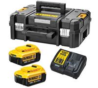 Dewalt Xr Power Source Kit 2X Dcb182 4.0Ah 18V Batteries + Dcb115 Charger +Tstak