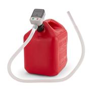DeWay Fuel Transfer Pump for Jerry Cans with Basic Clip-On Nozzle | 9 LPM Flow Rate, 130 cm Hose, 4 AA Battery Powered & 3 Fuel Can Adapters for Petrol, Kerosene, Diesel & Non-Potable Water
