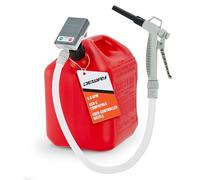 DeWay Jerry Can Fuel Transfer Pump with Trigger Nozzle | 14 LPM Flow Rate, 130 cm Hose & 3 Can Adapters for Petrol, Kerosene, Diesel & Non-Potable Water | USB-C or Battery Powered