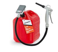DeWay Jerry Can Fuel Transfer Pump with Trigger Nozzle | 14 LPM Flow Rate, 130 cm Rubber Hose & 4 Can Adapters for Petrol, Kerosene, Diesel & Non-Potable Liquids | USB-C & Battery Powered