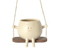 dewdat Swing Face Planter Pot Hanging Resin Flower Head Planters For Indoor Outdoor, Unique Face Design For String Of Pearls Plant Gift Ideals For Mother, Christmas