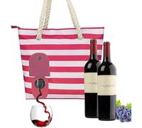 dewdat Wine Tote, Wine Cooler Bag Leakproof Insulated Purse Carrier with Spout Hidden Compartments, Holds 2 Bottles of Wine for Travel,Wine Tasting, for WineLover (Red)