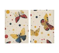 Dewdrops on Flowers Passport Wallet Travel Passport Holder Pu Passport Cover Slim Card Case Cover for Women Men Leather Holder Case Travelling Essentials, Red Toned Butterfly, 20.3x13.8cm