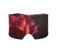 Dewdrops On Red Rose Print Sleep Eye Mask with Earmuffs - Block Out Light Contoured Night Blindfold Eye Sleeping Mask with Ear Cover for Men Women Side Sleeper Night Gift