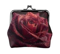Dewdrops On Red Rose Printed Kiss Lock Coin Purse, Compact and Durable, Easy to Carry