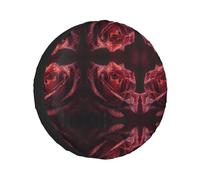 Dewdrops On Red Rose Printed Tire And Wheel Protector, Universal Wheelhouse Suitable For Many Vehicles