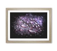Dewdrops Upon A Lilac Leaf Paint Splash Modern Art Framed Print | A2 Oak Framed Wall Art | Ready to Hang | Modern Floral Picture | Living Room Bedroom Lounge Office