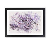 Dewdrops Upon a Lilac Leaf Watercolour Framed Print | A2 Black Framed Wall Art | Ready to Hang | Modern Floral Picture | Living Room Bedroom Lounge Office