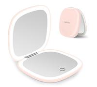 deweisn Compact Mirror, Lighted Travel Makeup Mirror with 1X/10X Magnifying Double Sided Dimmable Portable Pocket Mirror for Handbag and Pocket, USB Charging(Pink)