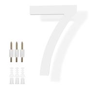 DEWEL 8 Inch House Numbers, Modern Address Numbers For House, Floating Large House Numbers for Outside, White Address House Number Sign with Nail Kits for Visibility Signage (White House Number 7)