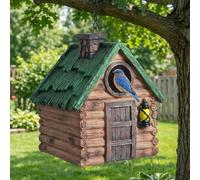 DEWEL Bird House for Outdoor, Waterproof Resin Bird Box Bird Houses for Garden, Rustic Bird Nesting Box Garden Decor, Hanging Bird House for Small Wild Birds Bluebird Robin Sparrow, Best Gift Choice