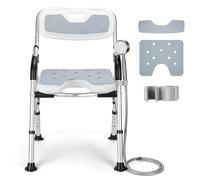 DEWEL folding shower chair,load capacity 150 kg,Four-level height-adjustable shower stool,shower seats for elderly and disabled,Suitable for seniors and people with disabilities(Gray)