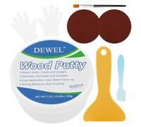 DEWEL laminate repair kit, pine filler, putty for all types of wood, 200g wood putty, wood repair filler for cracks and holes in wood on any wooden floor, furniture, natural wood (Walnut)