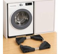 DEWEL Movable Washing Machine Stand with 16 Wheels, Transport Roller, Adjustable Base for Washing Machine, Dryer, Refrigerator, Freezer, Anti-Slip Cushioning Function, 45-65cm, Black