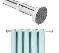 DEWEL Stainless Steel Shower Curtain Pole, 130-230cm Extendable No Drill Shower Curtain Rod Net Voile Curtains Rail, Telescopic Shower Rail Tension Curtain Pole for Bathroom Kitchen Bedroom, Silver