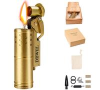 DEWEL Wheel Kerosene Lighter Trench Lighter Vintage Fine Copper Windproof Creative Personality Brass Lighter for Collection/Decorative/Gift/Present (Copper)