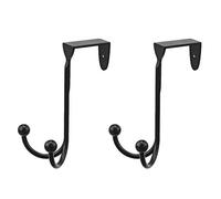 Dewell Over The Door Double Hanger Hook, Metal Twin Hook Organizer Storage Rack for Hanging Coats, Towel, Bags and Hats, etc. 2 Pack, Black, ODH001
