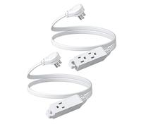 DEWENWILS 3 Outlet Extension Cord with Flat Plug, 3FT 16/3 Awg Grounded Power Cable for Indoor Use, SPT-3 Cord, White, ETL Listed, 2 Pack