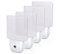 DEWENWILS Plug-in LED Night Light with Light Sensor,Warm White, Dusk to Dawn Sensor Flat Nightlight for Bathroom, Hallway, Bedroom, Living Room, UL Listed, 4 Pack