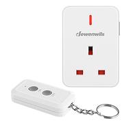 DEWENWILS Remote Control Sockets, 30m/100FT Control Range, Compact Size, 13A/3120W Programmable Heavy Duty Wireless Light Switch with Keyring, 1 Remote and 1 Socket