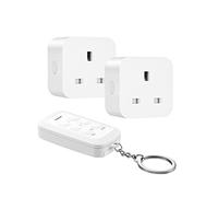DEWENWILS Remote Control Sockets with 30m/100ft Long Range, Programmable Heavy Duty Wireless Light Switch with keyring, 13A and 3120W, 2 Sockets and 1 Remote