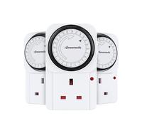 DEWENWILS Timer Plug Socket UK, 24 Hour Programmable Energy Saving Light Timer for Home Security, Lamp, Router Christmas Light, Coffee Machine, Home Appliances (3 Pack)