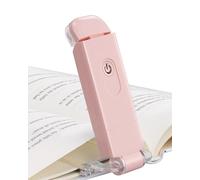 DEWENWILS USB Rechargeable Book Light, LED Clip on Reading Lights for Books in Bed at Night, Portable Bookmark Lamps, Warm White, Brightness Adjustable, Perfect for Bookworms, Kids (Light Pink)