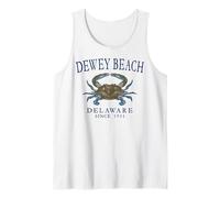 Dewey Beach Delaware Crab Town Since 1931 Navy Blue Letters Tank Top